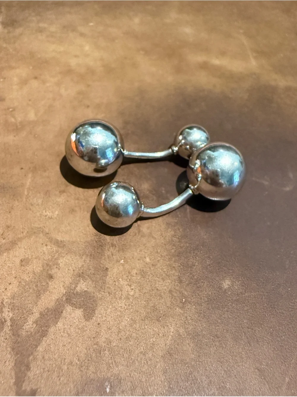 Italian Sterling Silver Barbell Cufflinks